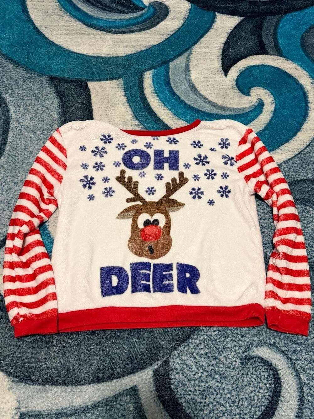 Wound Up Girls Oh Deer Christmas Fleece Pullover Sweater Size L 11-13
